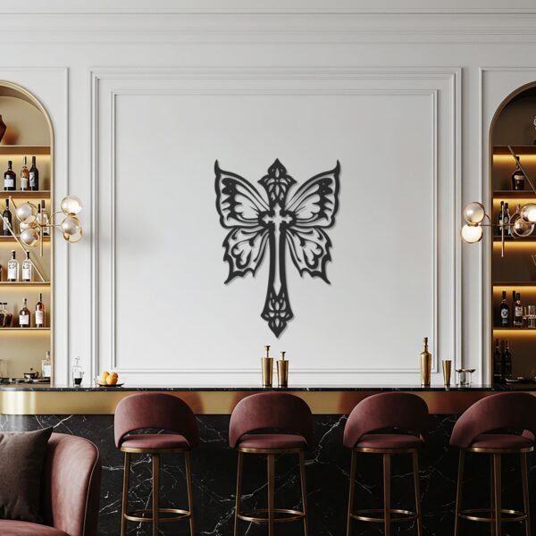 Butterfly Cross — metal wall art