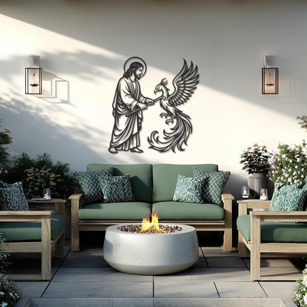Jesus and Phoenix — metal wall art