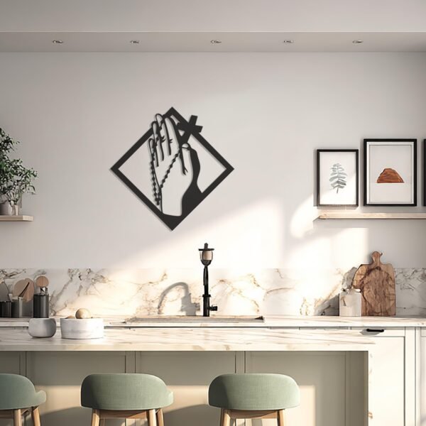 Praying Hands with Cross — metal wall art