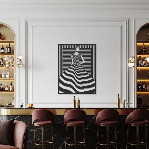 Striped Dress Woman — metal wall art