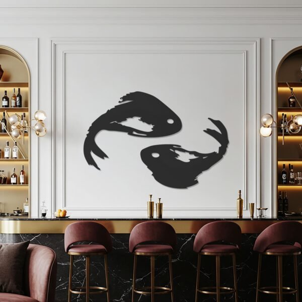 Yin Yang Koi Fish — metal wall art